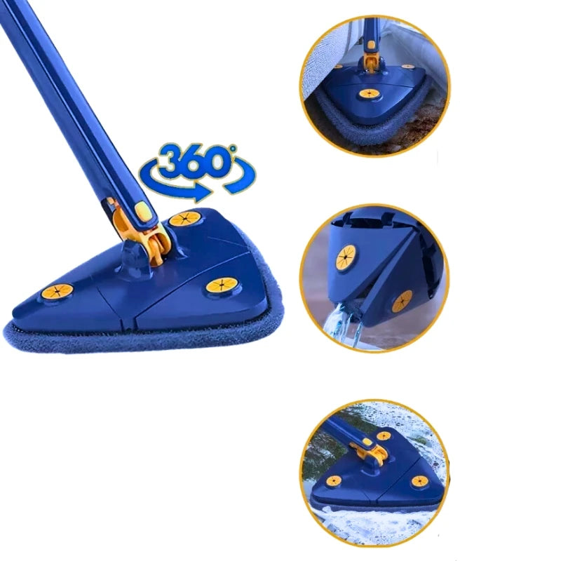 Mop Esfregão Triangular de Limpeza Ajustável Giratório 360°