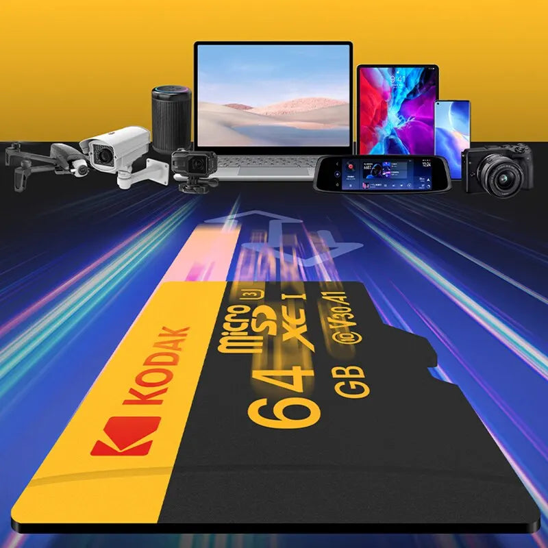 Cartão de Memória Kodak | Micro SD 64GB U3 4K Classe 10 | Alta velocidade + Adaptador
