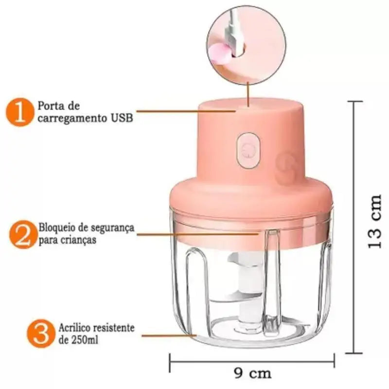 Mini Processador de Alimentos Recarregável