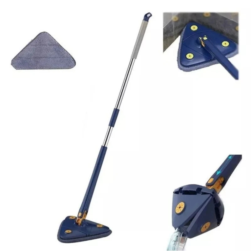 Mop Esfregão Triangular de Limpeza Ajustável Giratório 360°