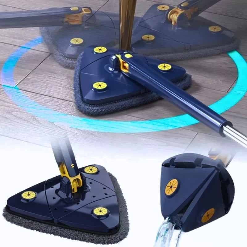 Mop Esfregão Triangular de Limpeza Ajustável Giratório 360°