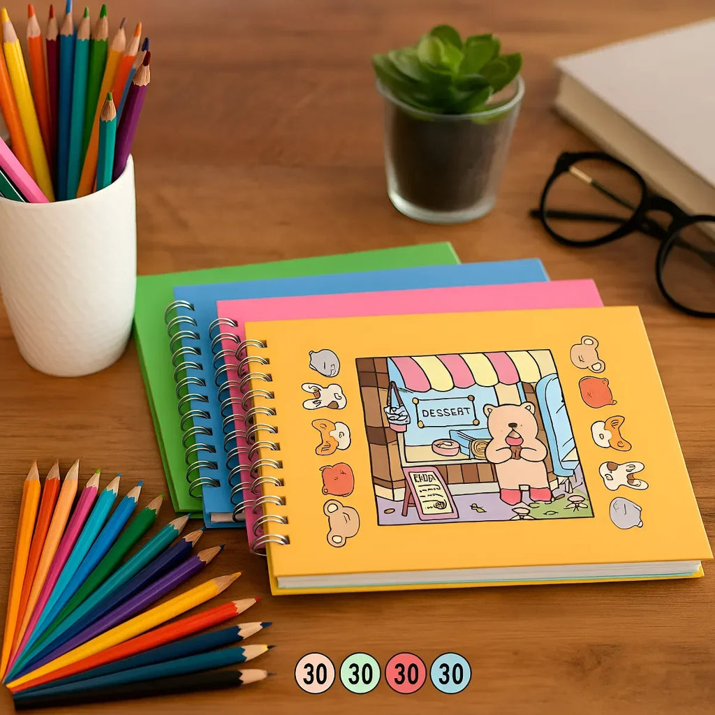 Kit 03 Livro De Colorir Desenhos 50 Folhas Premium 180g Infantil Adulto Anti-stress