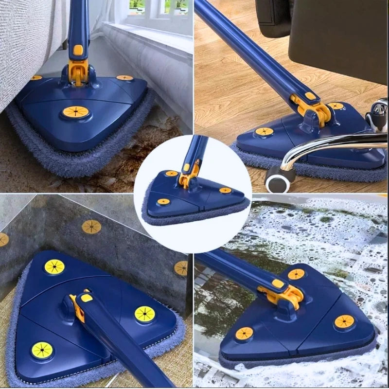 Mop Esfregão Triangular de Limpeza Ajustável Giratório 360°