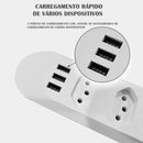 Extensão Elétrica 2 Metros com 3/4 Tomadas + 3 Entradas USB e Botão Liga/Desliga