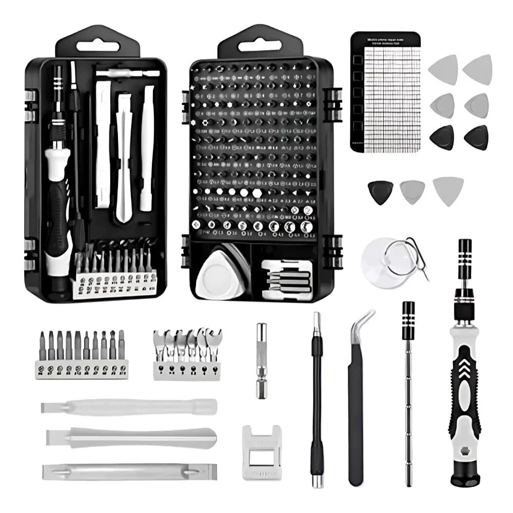 Kit Profissional de Chaves de Precisão 115 em 1 – Ferramentas Multiuso para Reparo com Maleta