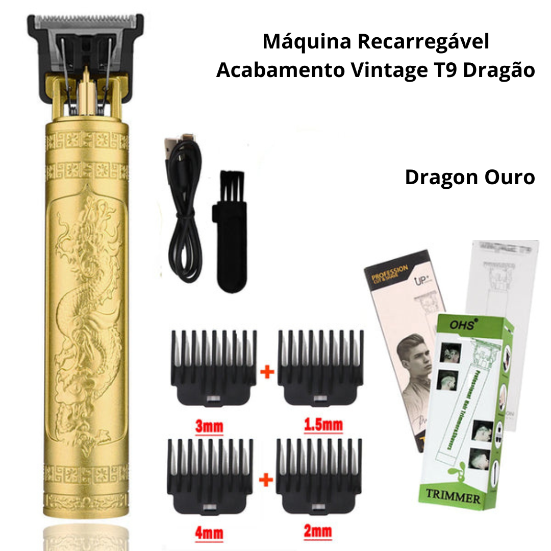 Máquina Recarregável Acabamento Vintage T9 Dragão
