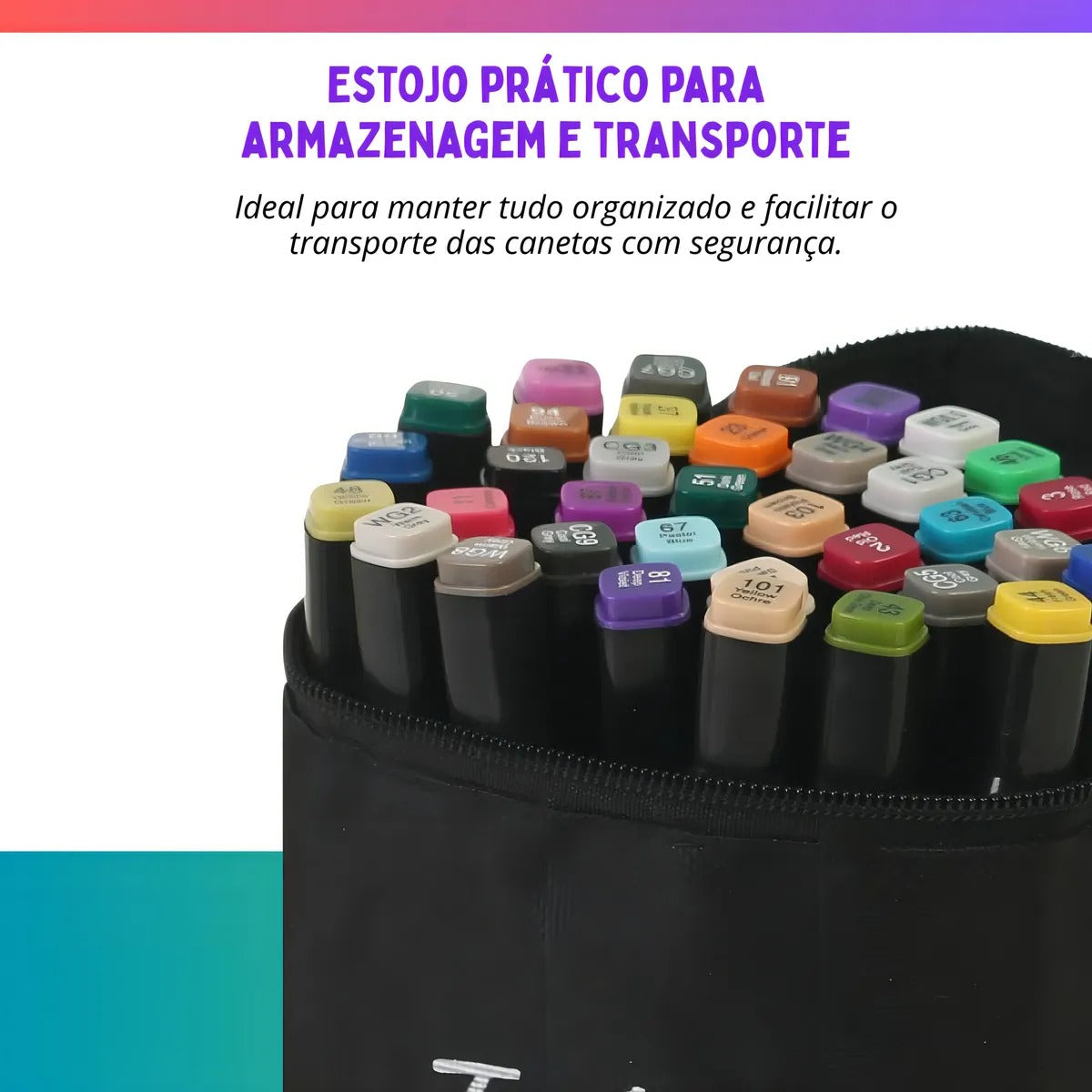 Kit Canetinhas Touch Ponta Dupla – 60 Cores Profissionais para Desenho e Colorir (com Estojo)
