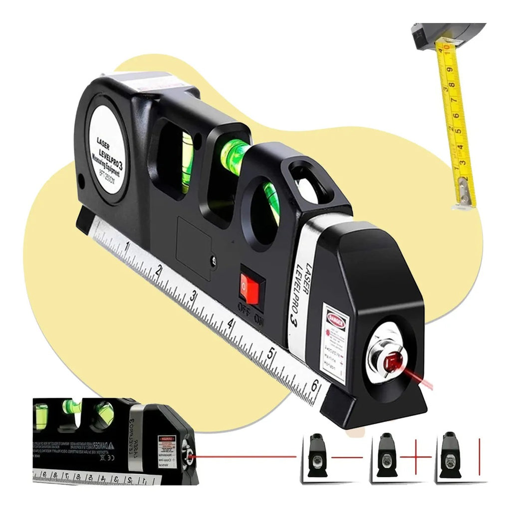 Nível a Laser Nivelador 3 Linhas Trena Régua Profissional