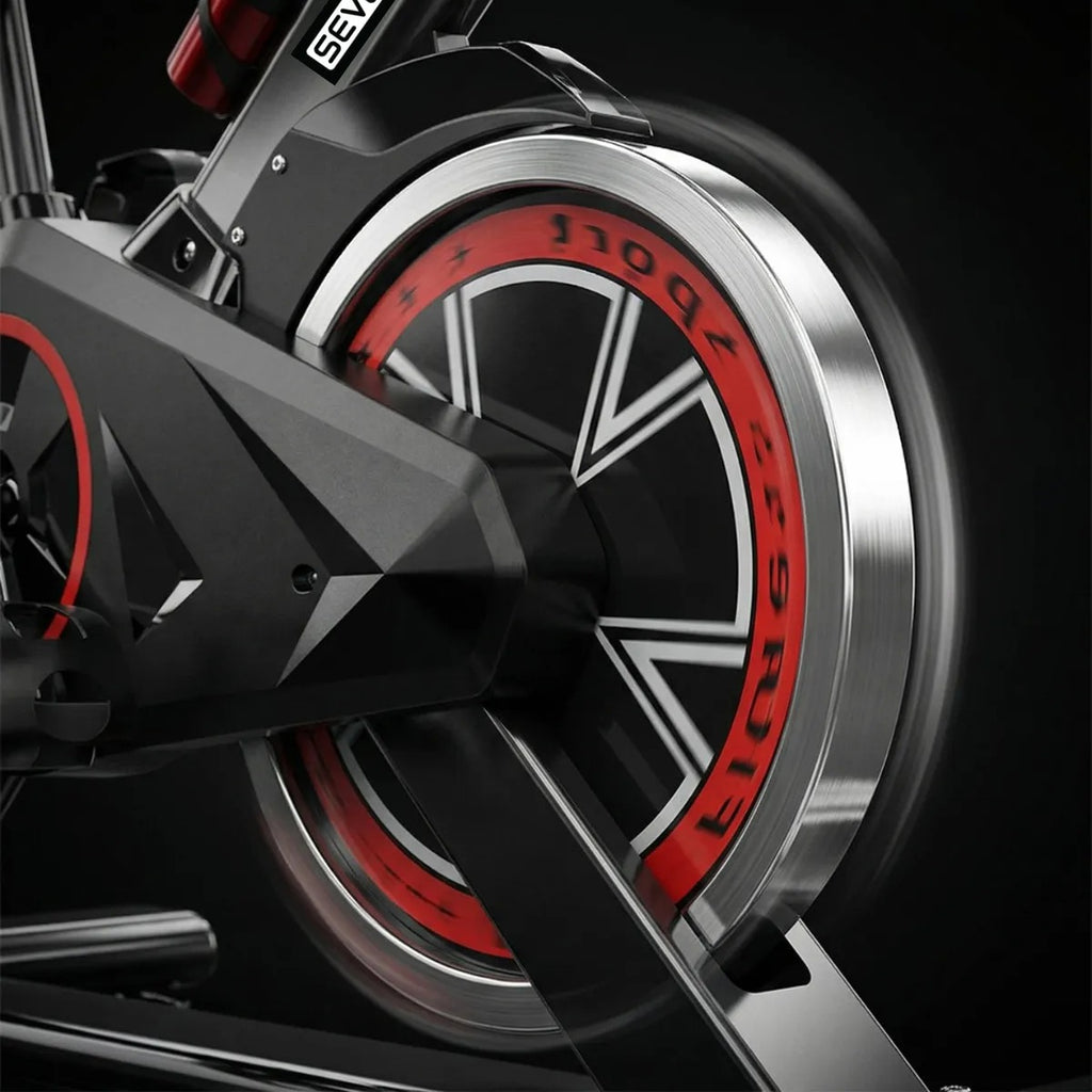 Bicicleta Ergométrica Fitness para Cardio e Musculação com Base | Cor Preto e Vermelho | 6kg Inercia | Marca Sevenfit