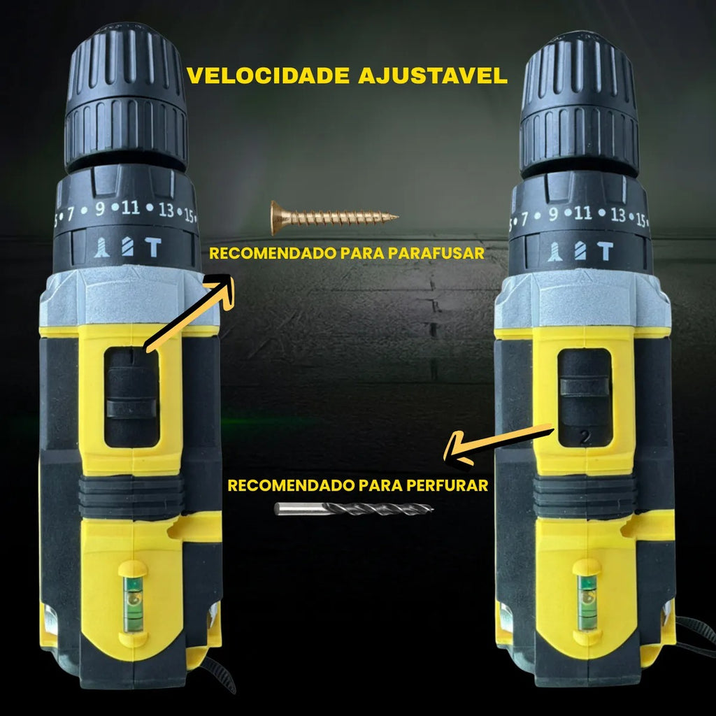 Parafusadeira e Furadeira de Impacto Sem Fio 21V MESTRI M-150 – Kit Profissional com 2 Baterias 2.000mAh, Bivolt e Maleta Completa