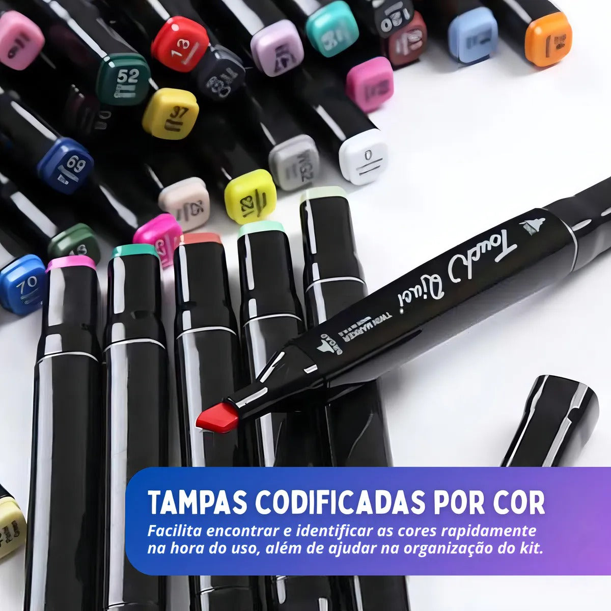 Kit Canetinhas Touch Ponta Dupla – 60 Cores Profissionais para Desenho e Colorir (com Estojo)