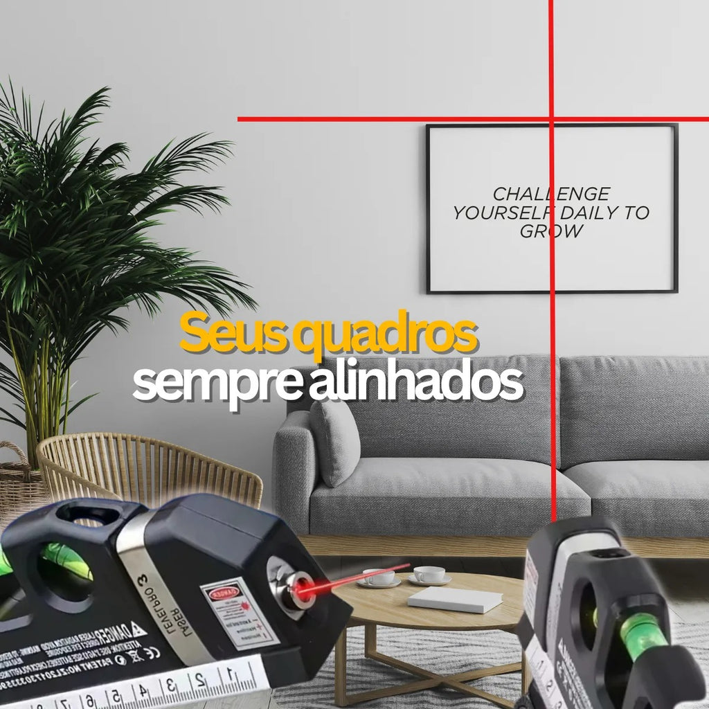 Nível a Laser Nivelador 3 Linhas Trena Régua Profissional