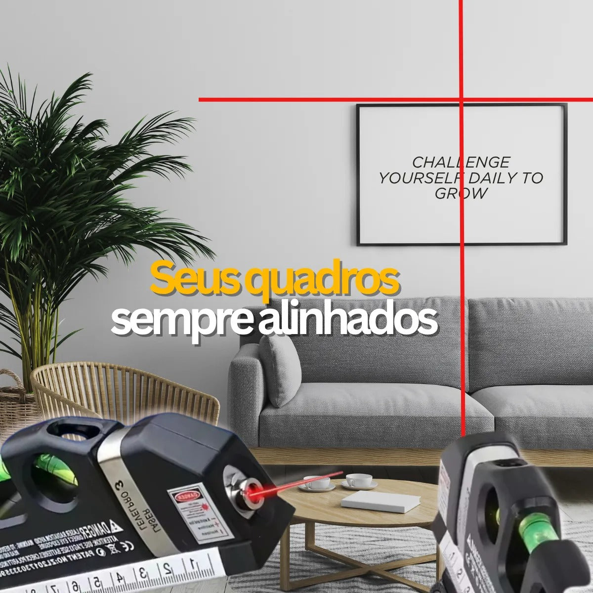 Nível a Laser Nivelador 3 Linhas Trena Régua Profissional