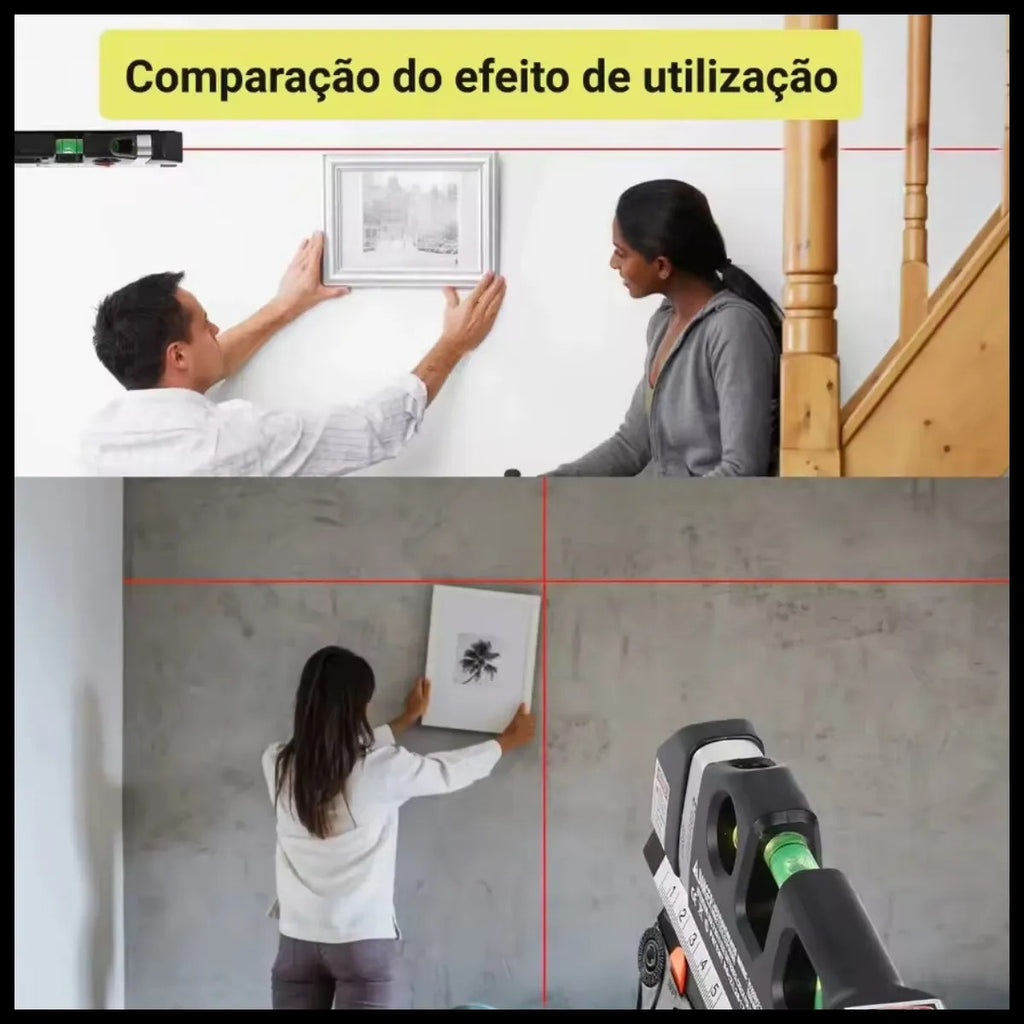 Nível a Laser Nivelador 3 Linhas Trena Régua Profissional
