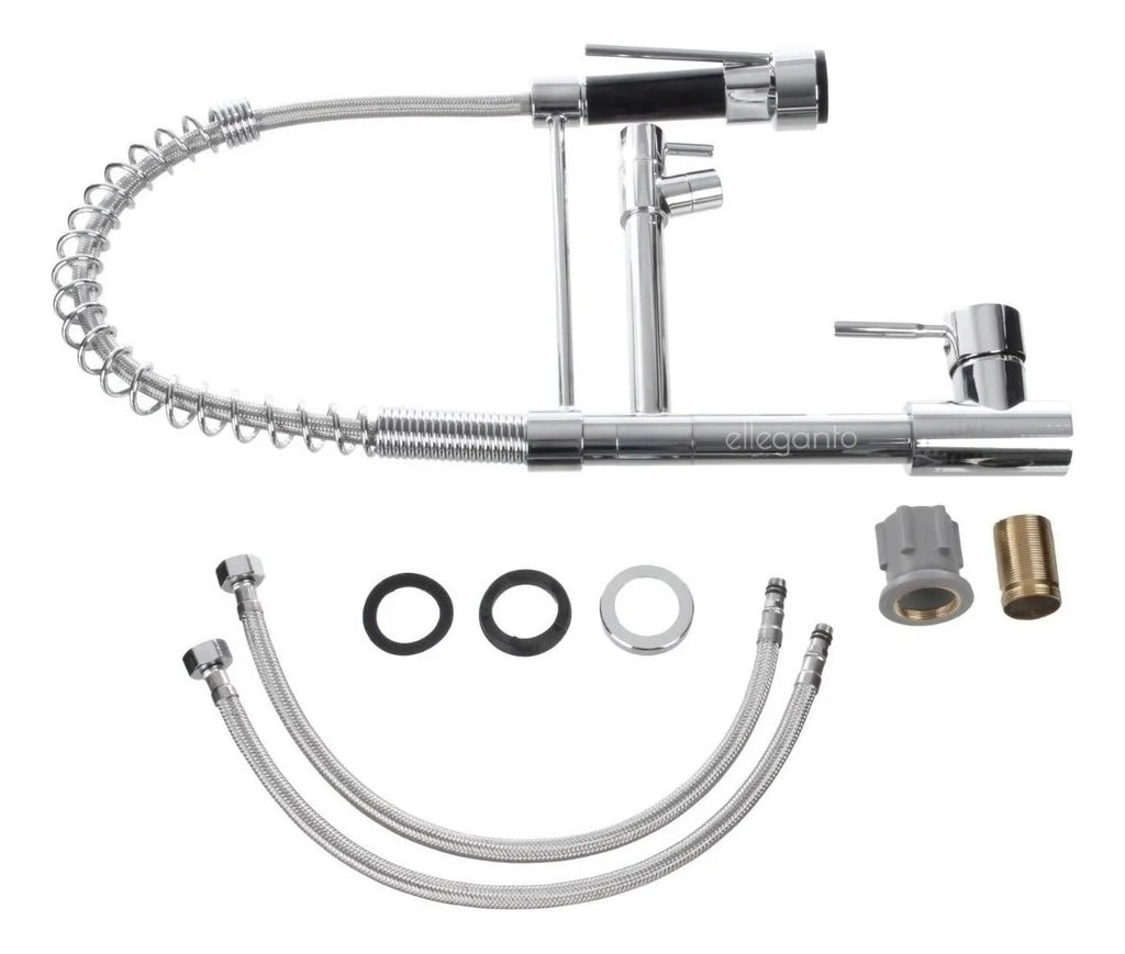 Torneira Gourmet de Cozinha Monocomando com Extensor 50 cm, Mangueira Flexível, Cromada