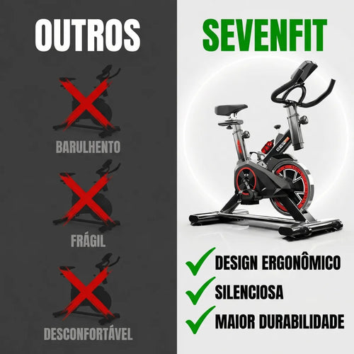 Bicicleta Ergométrica Fitness para Cardio e Musculação com Base | Cor Preto e Vermelho | 6kg Inercia | Marca Sevenfit