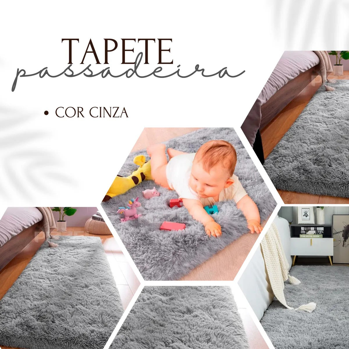 Tapete Passadeira 200cm X 60cm Dhalishop | Quarto | Pé de Cama | Luxo | Conforto