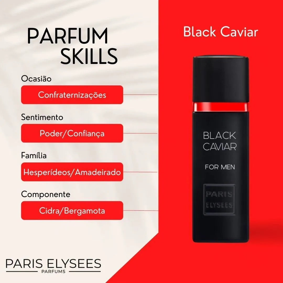 Perfume Black Caviar Paris Elysees Masculino EDT 100 ml – Lacrado com NF-e