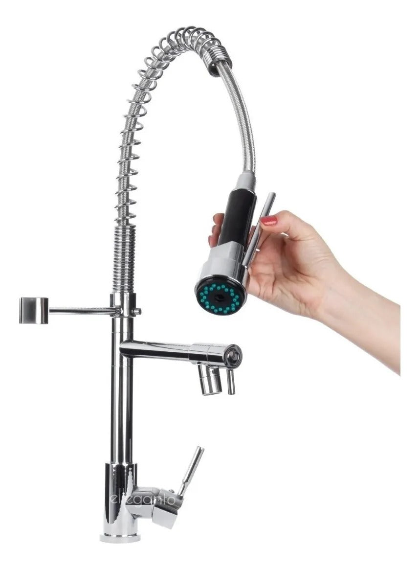 Torneira Gourmet de Cozinha Monocomando com Extensor 50 cm, Mangueira Flexível, Cromada