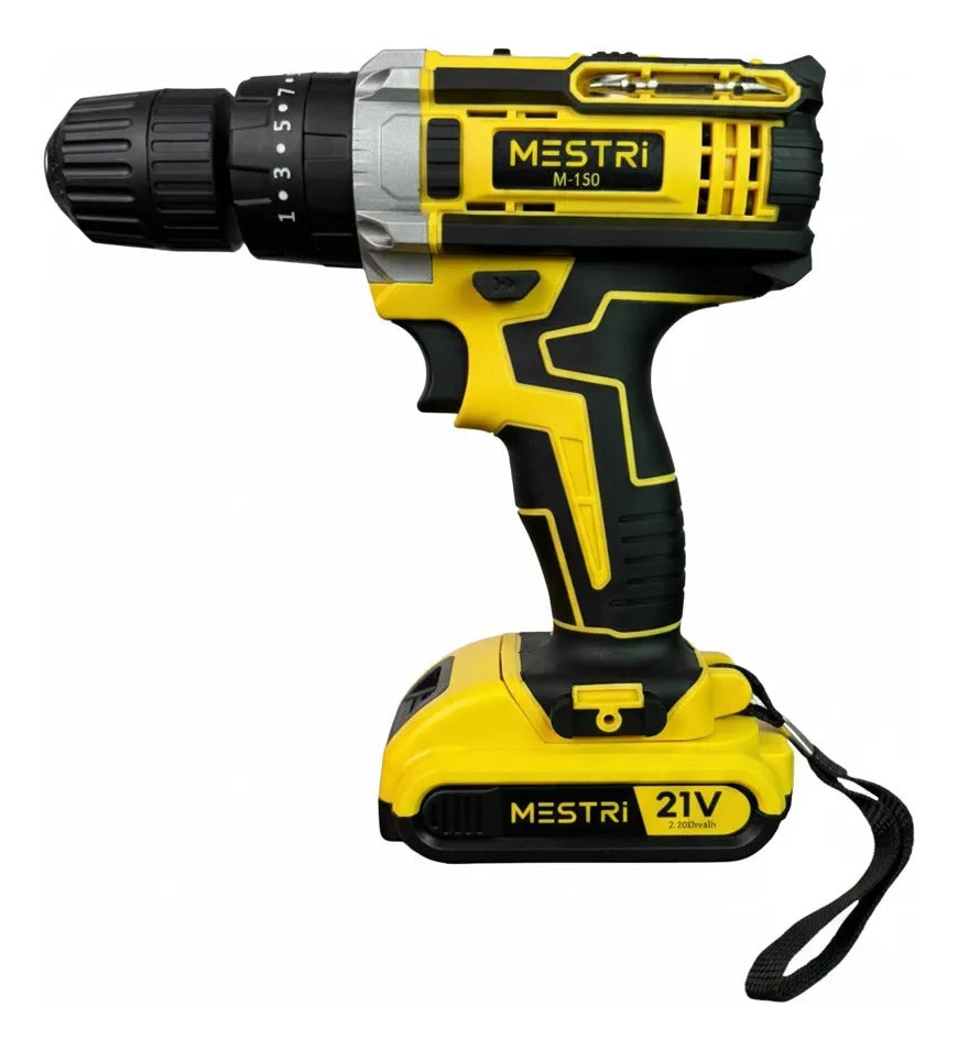 Parafusadeira e Furadeira de Impacto Sem Fio 21V MESTRI M-150 – Kit Profissional com 2 Baterias 2.000mAh, Bivolt e Maleta Completa