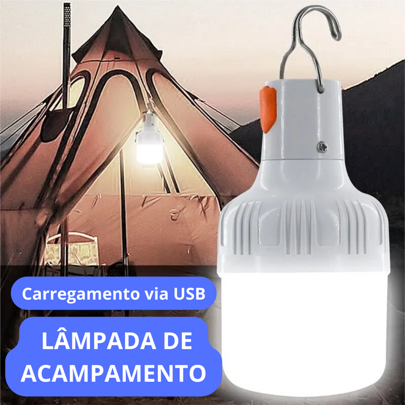 Lâmpada Portátil Led Recarregável Original + Cabo USB (Brinde)