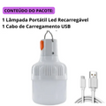 Lâmpada Portátil Led Recarregável Original + Cabo USB (Brinde)