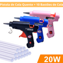 Pistola de Cola Quente | Bico Fino + Botão Liga/Desliga + 10 Bastões de Cola (Brinde)