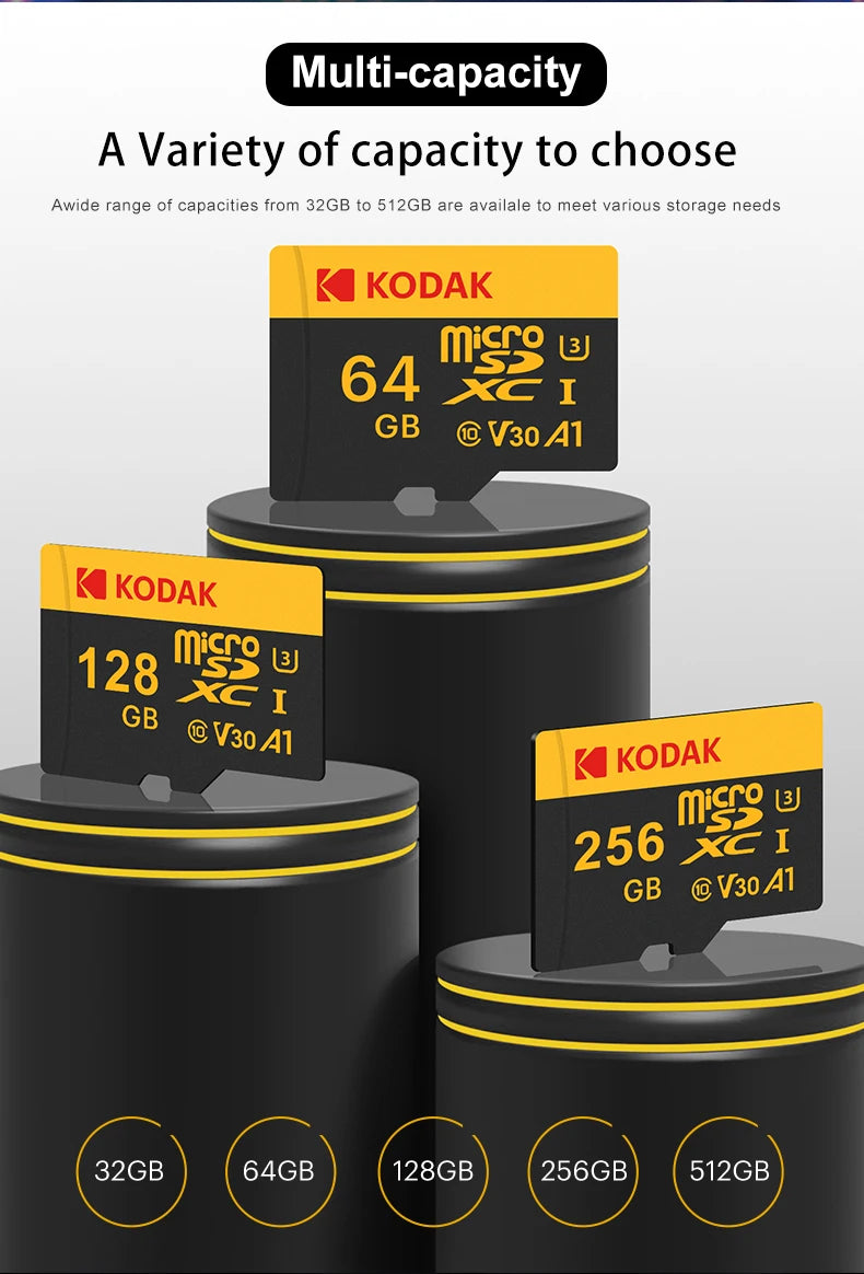 Cartão de Memória Kodak | Micro SD 64GB U3 4K Classe 10 | Alta velocidade + Adaptador