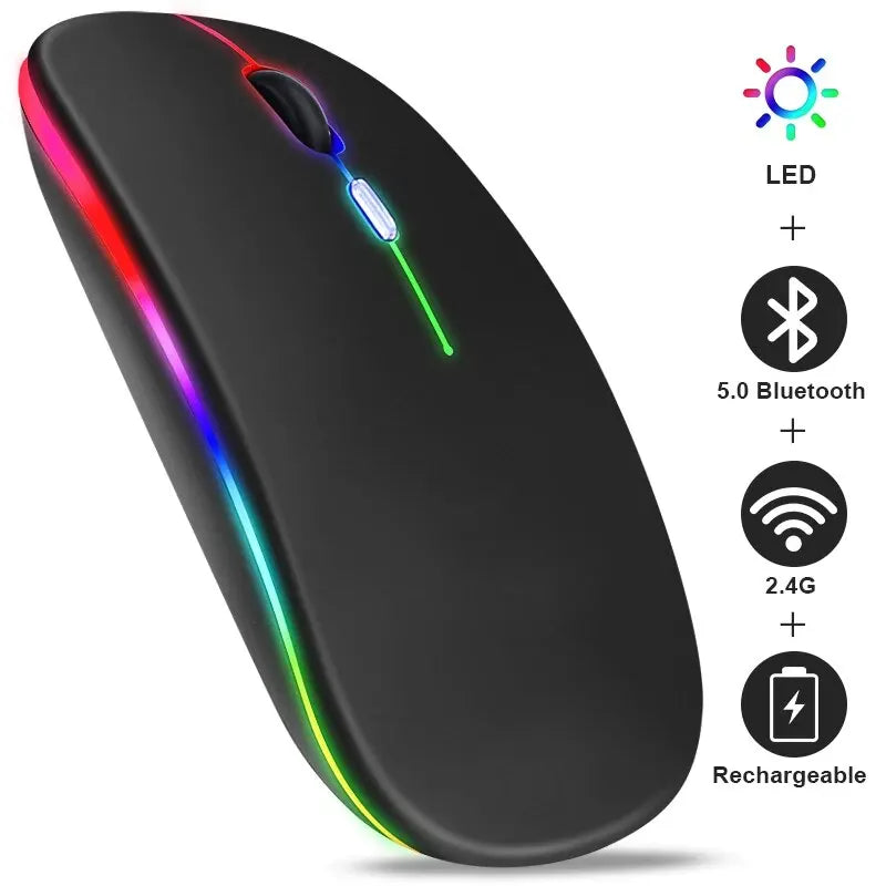 Mouse Gamer/Office sem Fio LED RGB Recarregável 3600dpi