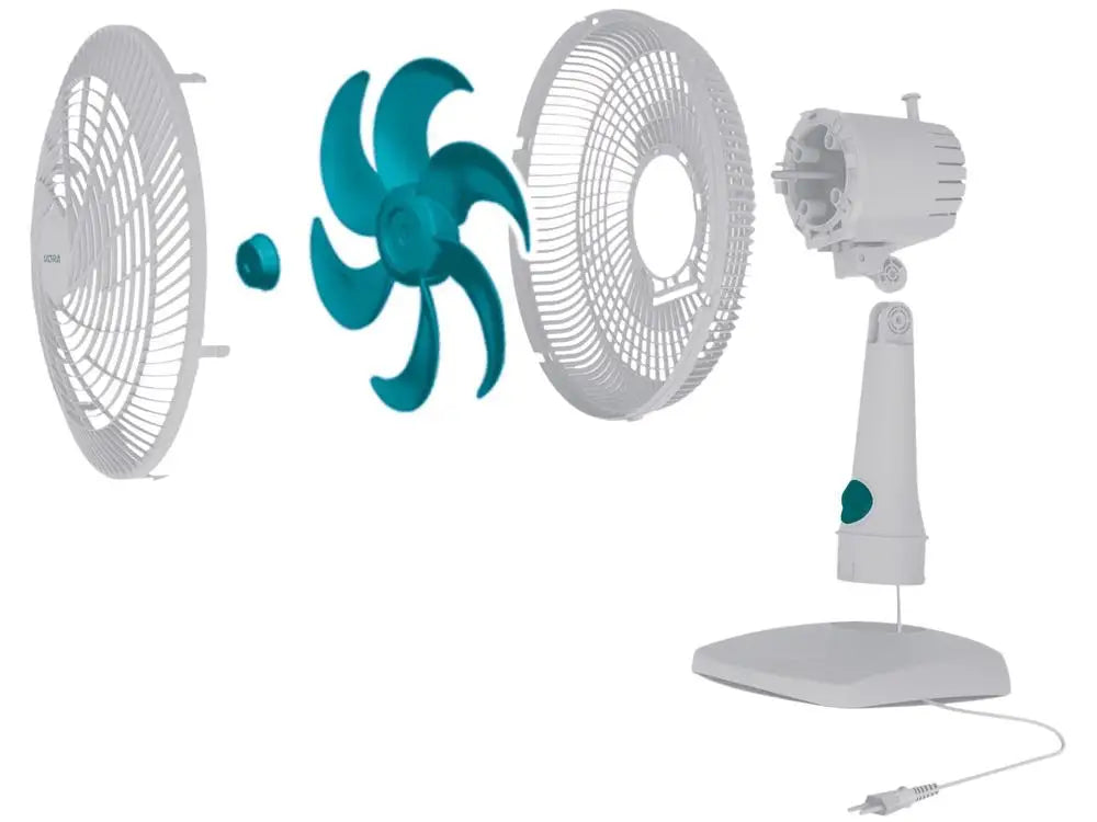 Ventilador de Mesa Ultra V-UT-30-01 30cm 6 Pás 3 Velocidades Branco e Azul