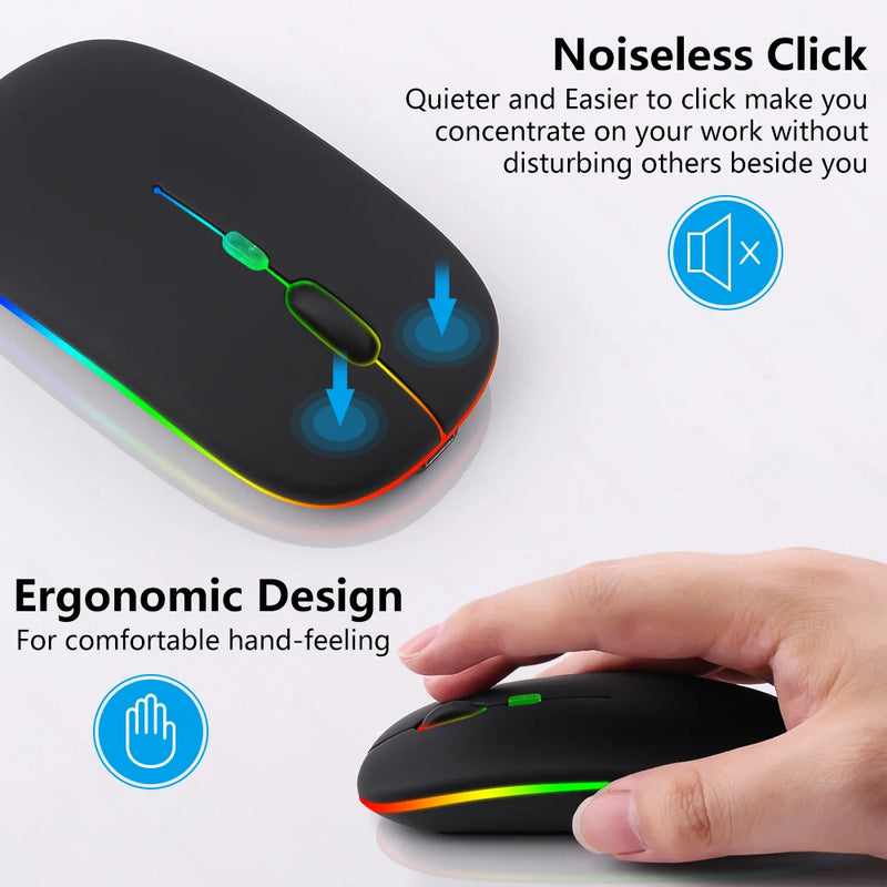 Mouse Sem Fio Recarregável Led Bettdow