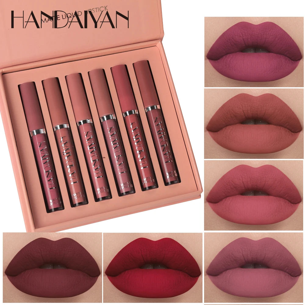 💋💄 Batom Líquido De Luxo Glamour Matte Handaiyan - Compre 2 e Leve 6 Unidades