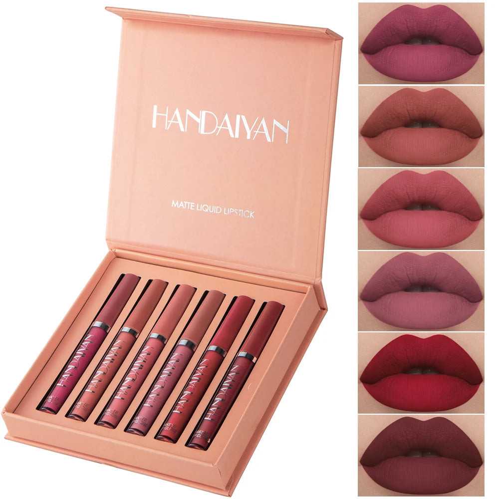 💋💄 Batom Líquido De Luxo Glamour Matte Handaiyan - Compre 2 e Leve 6 Unidades
