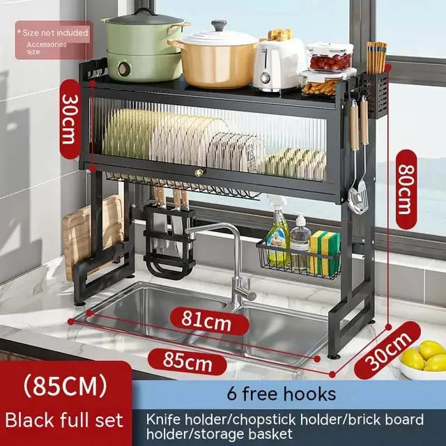 Escorredor de Louça Premium em Aço Com Porta | Organizador Multiuso de Cozinha
