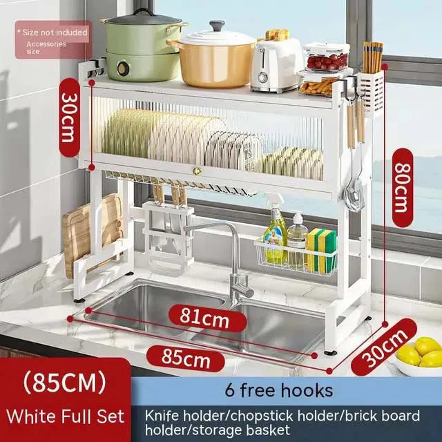 Escorredor de Louça Premium em Aço Com Porta | Organizador Multiuso de Cozinha