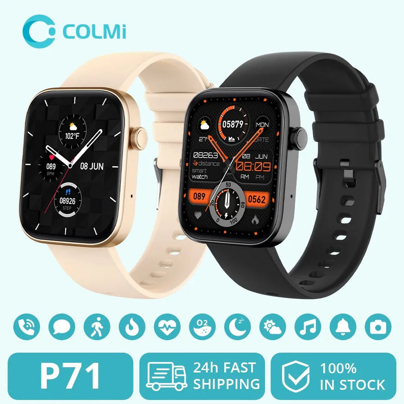 Smartwatch P71 COLMI | Chamada por voz | À prova d'água | Monitoramento de saúde