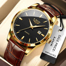 Relógio Masculino com Pulseira em Couro Militar LIGE - Vintage Luxe