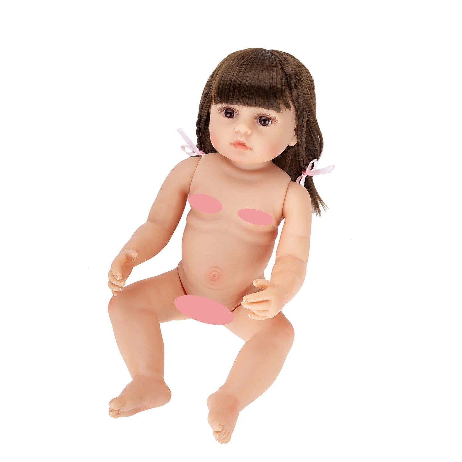 Boneca Reborn Lavínia | 100% Silicone | 55cm + Coelho de Pelúcia + Acessórios