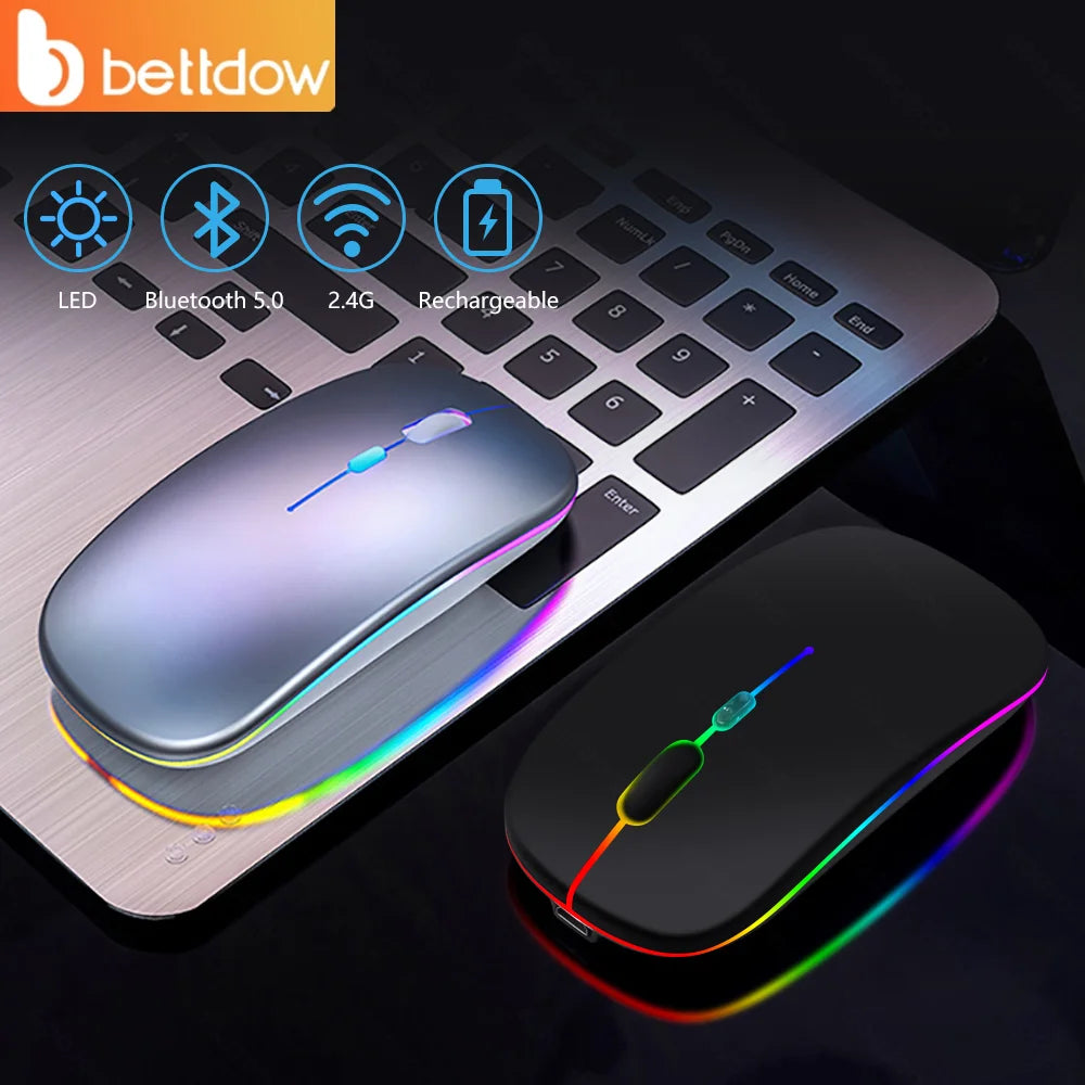 Mouse Sem Fio Recarregável Led Bettdow
