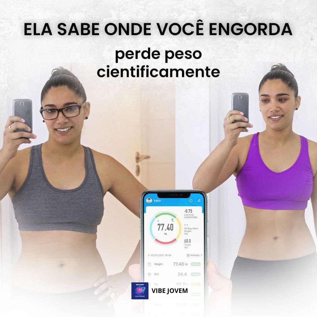 Balança Digital Bioimpedância Corporal Vidro 180kg Bluetooth Com Aplicativo Gratuito - Preta