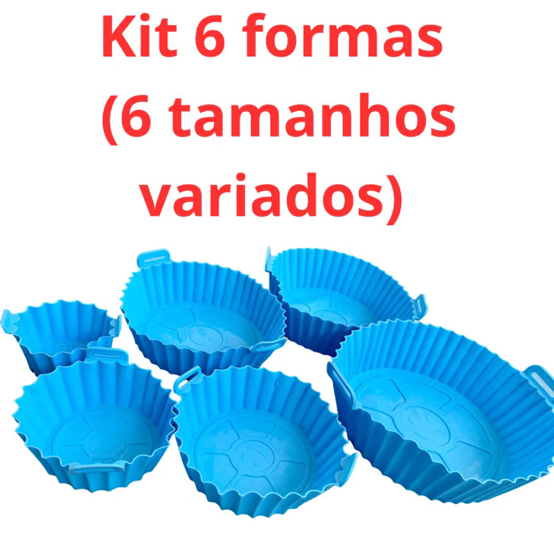 [Promoção] Kit 6 Formas de Silicone para Air Fryer | Air Limp | Antiaderente | Com Alça