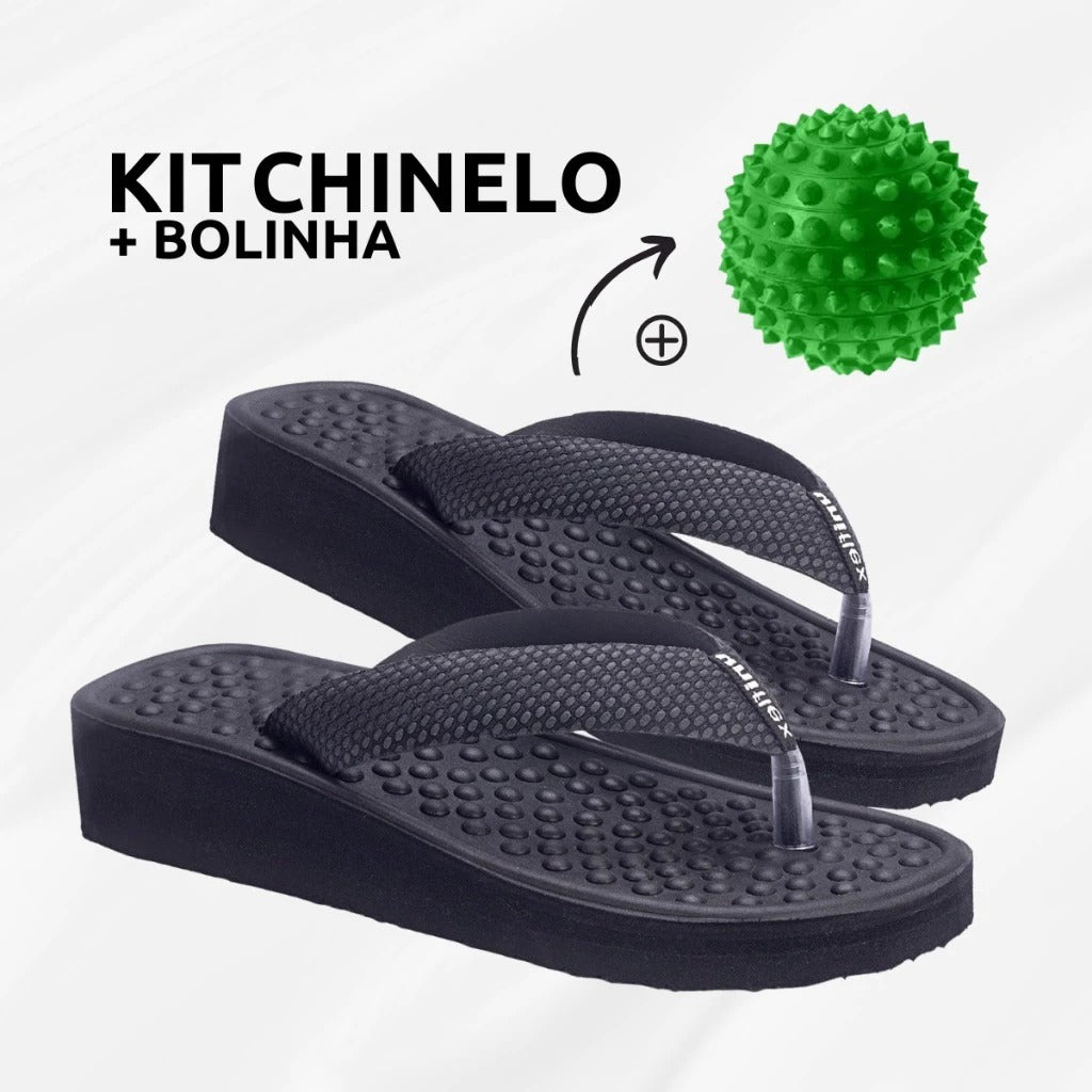 Chinelo Ortopédico Uni Flex Unissex Original | para Esporão e Fascite Plantar + Bola de Cravo Fisioterapeuta