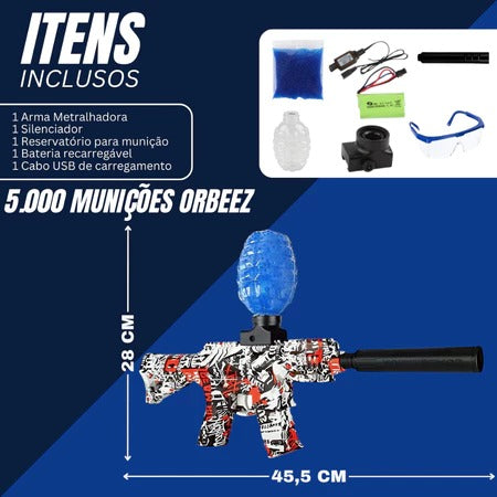 Arma Elétrica Lança Bolinhas de Gel | Metralhadora Blaster M416 | Acompanha Óculos de Proteção + Bolinhas de Gel (Brinde)