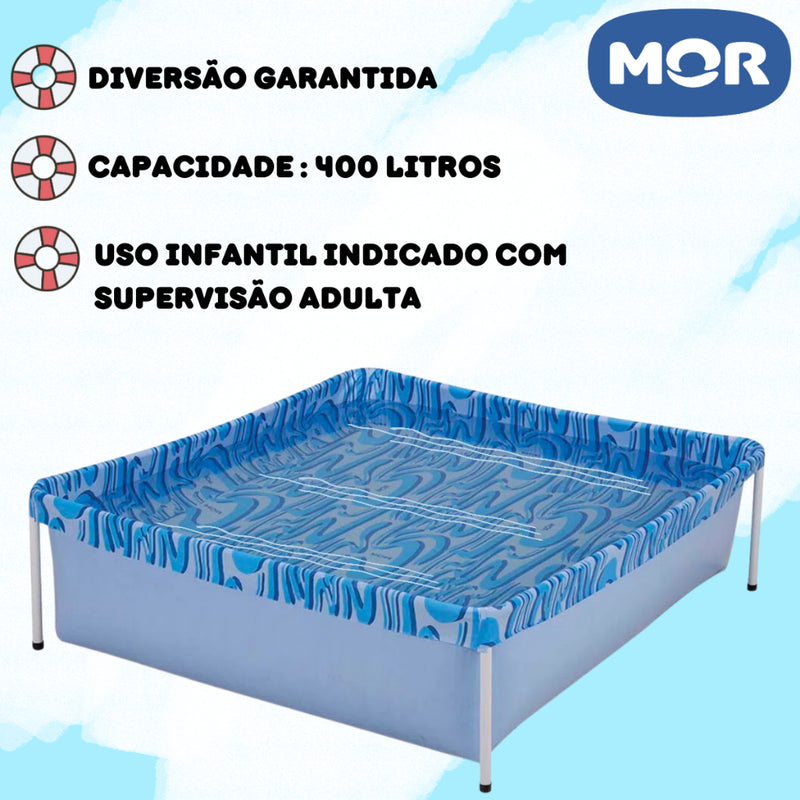 Piscina Infantil Quadrada Estrutural PVC 400 Litros - Mor