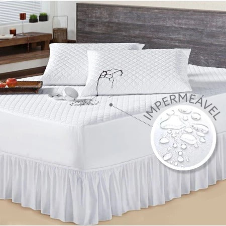 Kit Protetor Colchão Solteiro | Casal | Queen | King Impermeável + Saia Box Matelado
