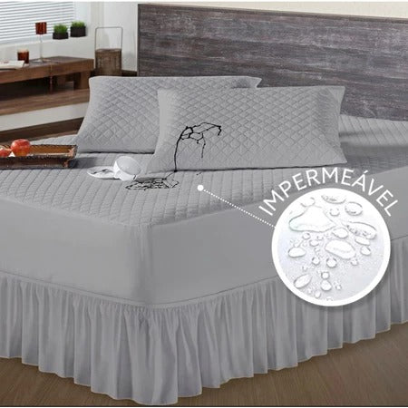 Kit Protetor Colchão Solteiro | Casal | Queen | King Impermeável + Saia Box Matelado