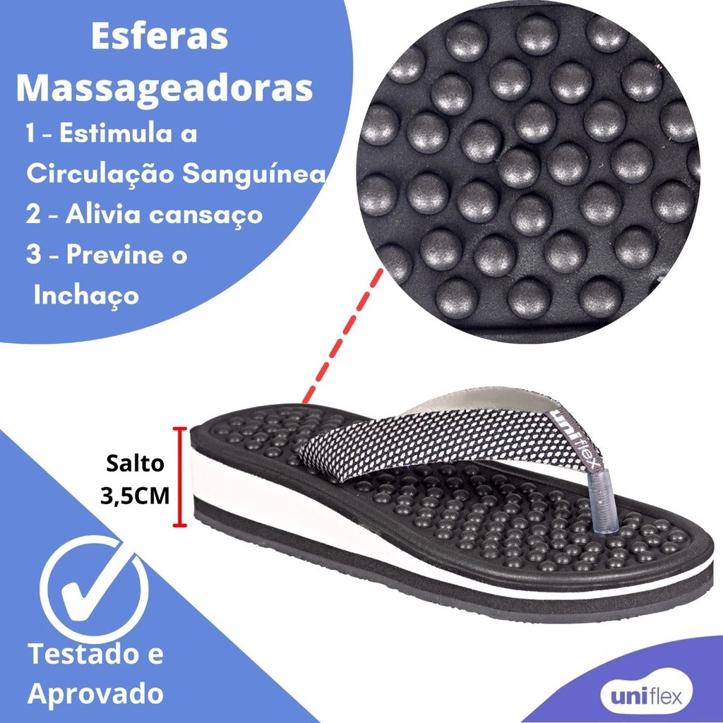 Chinelo Ortopédico Uni Flex Unissex Original | para Esporão e Fascite Plantar + Bola de Cravo Fisioterapeuta