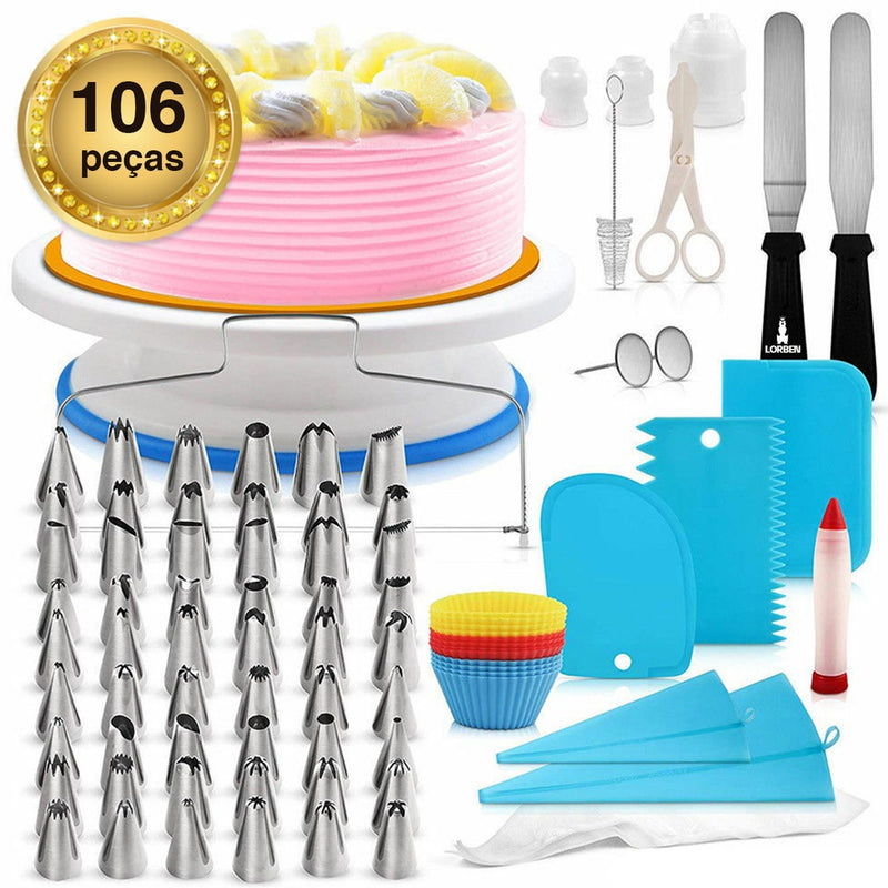 Kit Completo Confeiteiro Decoração Bolos 106 Peças