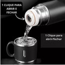 Kit Garrafa Térmica Inox 500ml OEMG + 3 Xícaras | Stainless Steel