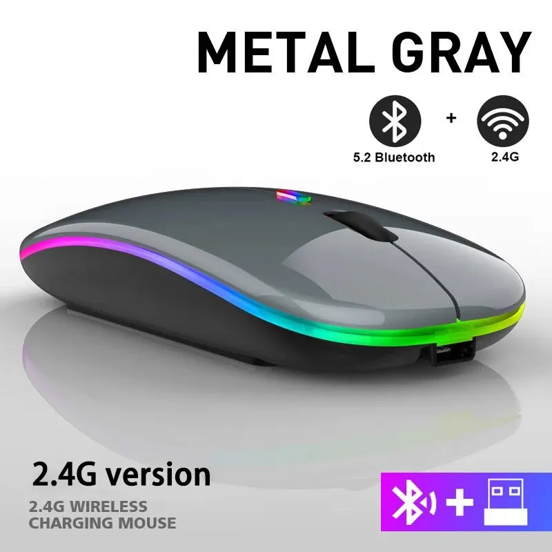 Mouse Gamer/Office sem Fio LED RGB Recarregável 3600dpi